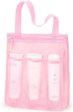 famichan Mesh Shower Caddy Portable, Gym Travel Camp Dorm Room Essentials for Women and College Girl, Pink Bathroom Shower Bag by famichan