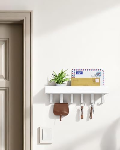 Key Holder Wall Mount Magnetic Adhesive, Key Hooks Rack with Shelf - Image 2