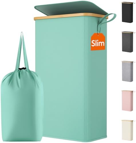Lifewit 65L Slim Laundry Hamper with Lid and Removable Bag, Sage Green by Lifewit
