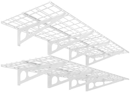 FLEXIMOUNTS 2-Pack 2x6ft Garage Shelving 24-inch-by-72-inch Heavy Duty Wall Mounted Shelves Garage Storage Rack Floating Shelves, 1400lbs Load Capacity, White, Classic Series by FLEXIMOUNTS