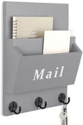Mail and Key Holder, Wall Key Holder with 2 Mail Organizer Slot and 3 Hooks by Lucundm