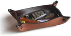 Main Street Forge Leather Valet Tray for Men – Rustic EDC Organizer for Keys, Phone & Wallet – Made in USA – Whiskey Barrel Brown by MainStreetForge