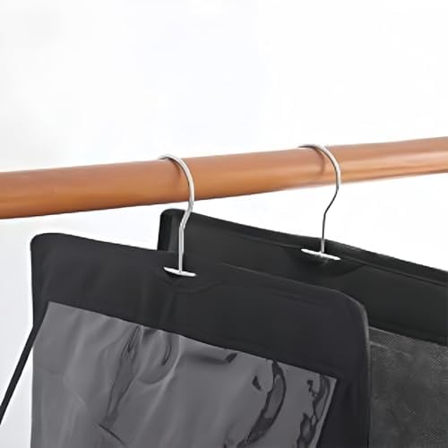 HAN SHENG 6-Pocket Clear Hanging Purse Organizer for Closet, Black, 2 Pack - Image 3