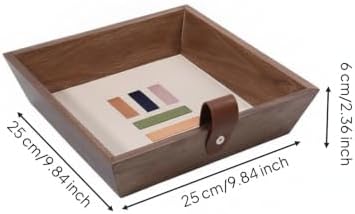 Generic Decorative Storage Tray Organizer Display Tray Catchall Holder with Wood Grain Exterior and Light Inner Base Suitable for entryway Desk Dresser countertop, T15-B Medium Storage Tray - Image 2