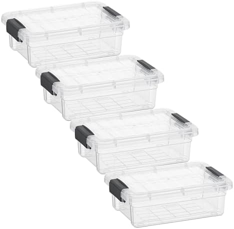 Superio 1.27 Quart Clear Plastic Storage Containers with Lids, Stackable Organizer Bins, BPA-Free Storage Boxes for Home, Office, Dorm & Classroom, 4 Pack by Superio