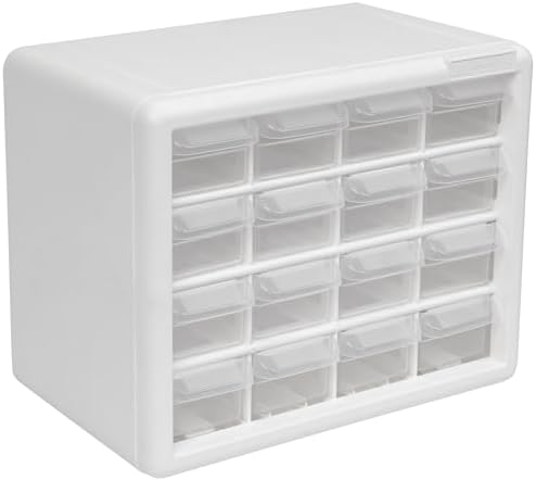 Akro-Mils 16-Drawer Plastic Storage Cabinet, 10.5"W x 6.5"D x 8.5"H, White by Akro-Mils