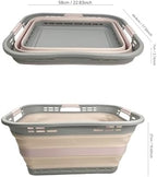 SAMMART 42L (11 Gallon) Collapsible Plastic Storage Basket - Foldable Pop Up Storage Container/Hamper - Portable Laundry Organizer - Space Saving (Grey/Pink, 42L (Style A)) - Image 2