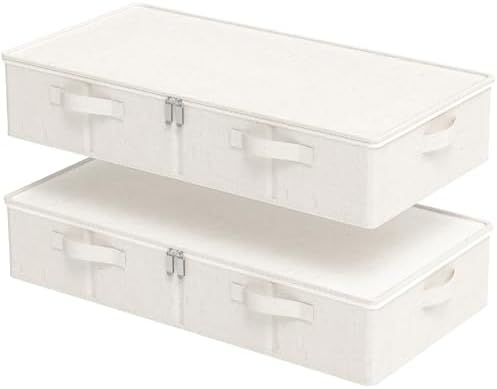 Underbed Storage Basket with PP Panel,31.4x15.7x5.9in,Beige,2 Pack by Unknown