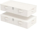 Underbed Storage Basket with PP Panel,31.4x15.7x5.9in,Beige,2 Pack by Unknown
