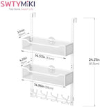 SWTYMIKI Over The Door Hook with 16 Hooks & 2 Mesh Baskets - Heavy Duty Over The Door Organizer Hanger for Towels, Coats, Clothes - Space Saving Hanging Rack for Bathroom, Living Room, White - Image 7