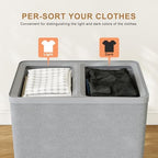 Double Laundry Hamper with Lid, 150L Large Laundry Basket 2 Compartments - Image 6
