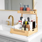 Banlilu Under Sink Organizer, Pull Out Cabinet Organizer, 2 Tier Slide Out Sink Shelf Cabinet Storage Shelves, Storage for Kitchen Bathroom, Natural Premium Bamboo Wood - Image 7