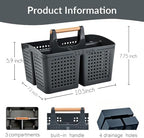 Portable Shower Caddy Basket with 3 Compartments and Handle, Dark Gray - Image 2