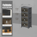 Collapsible Storage Bins with Lids and Front Doors, Heavy-Duty Stackable Plastic Organizers, Folding Utility Storage Boxes for Garage, Office, Pantry and Home (4, Dark Grey, 9 Gal/Rack) - Image 2