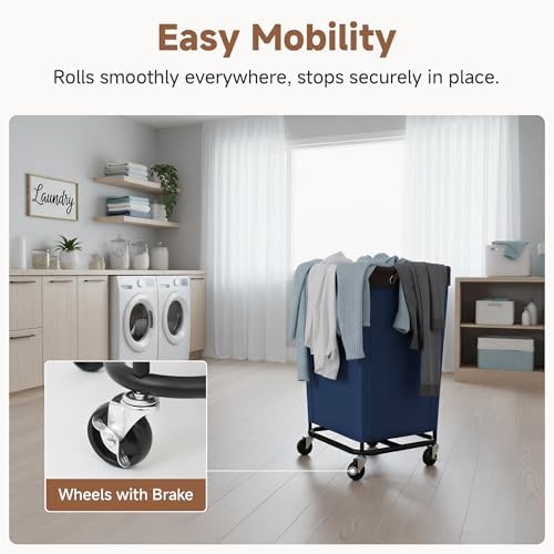 StorageWorks 160L Laundry Basket with Wheels, Rolling Hampers for Clothing - Image 4