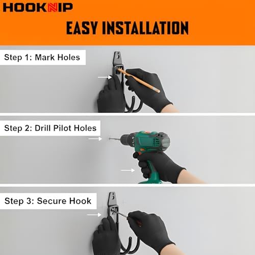 13 Pack Heavy Duty Garage Hooks, Wall Mounted Tool Hangers - Image 5