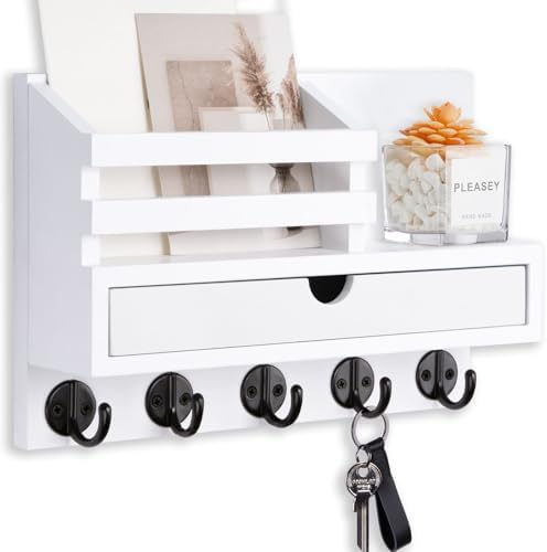Key Holder Wall Mount, Mail Holder with Storage Drawer by Lucundm
