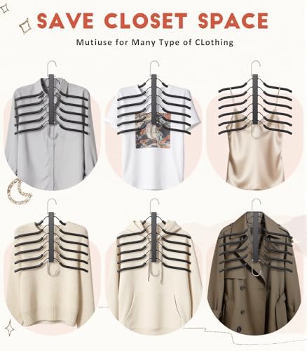 HUITEM Clothes Hangers Space Saving Hangers, 6 Tier Non Slip Shirt Hangers with Foam Padding, Space Saving Coat Hanger Closet Organizers and Storage for Shirts, Sweaters, T-Shirts, Jackets, 2 Pack - Image 6
