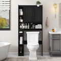 Vabches Farmhouse Over The Toilet Storage Cabinet with Barn Door, Black by Vabches