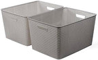 BINO | Plastic Storage Baskets, 45 Liter - 2 Pack, Natural Grey | THE WOVEN COLLECTION | Storage Basket for Shelves | Woven Storage Baskets for Organizing Bins | Pantry Shelf Organizer | Container Bin - Image 5