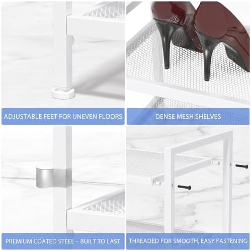 Expandable Shoe Rack for Closet, Entryway, Shoe Storage, 3-Tier, White - Image 5