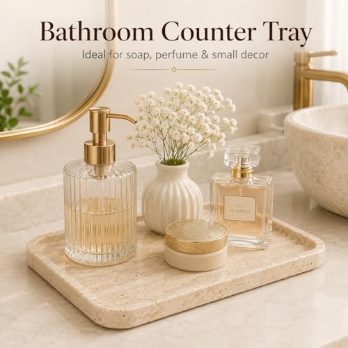 Beige Travertine Vanity Tray for Jewelry 9.84 in - Image 6