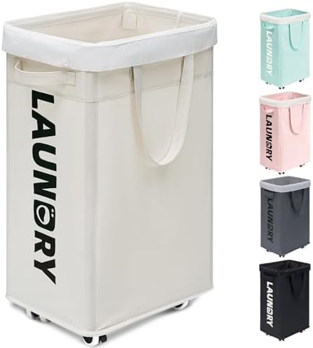 Goodpick 75L Laudnry Basket with Wheels & Removable Wash Bag for Dorm by Goodpick