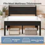 Sweetcrispy 14 Inch Full Metal Bed Frame with Wood Headboard, Black - Image 6