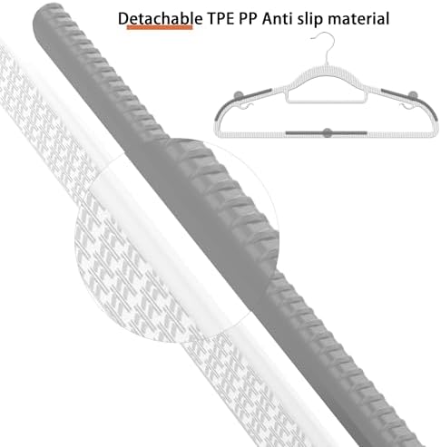 20 Pack Heavy Duty Plastic Hangers, Non Slip Clothes Hangers with Rubber Pads and 360° Hook - Thin Space Saving Hanger, Closet Organizer for Shirt, Pants, Suit, Skirt,Coat - Gray - Image 5