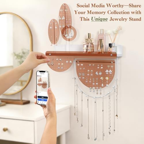 Keebofly Wall Mounted Hanging Jewelry Organizer Honey Brown - Image 5