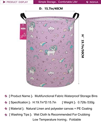 Unicorn Laundry Hamper Large Canvas Fabric Storage Basket - Image 2
