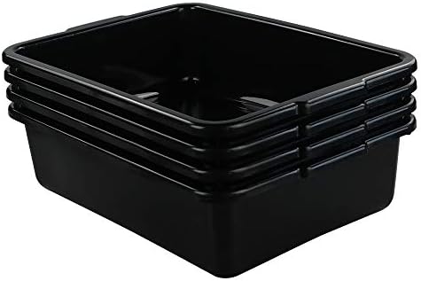 Teyyvn 13 L Plastic Bus Box, Commercial Wash Basin Tote Box, 4-Pack, Black by Teyyvn