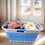SAMMART 42L (11 gallon) Collapsible Plastic Laundry Basket - Foldable Pop Up Storage Container/Organizer - Space Saving Hamper/Basket (1, Grey/Little Boy Blue) - Image 2