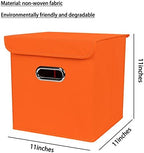 Closet Organizers Fabric Storage Bins With Lids Collapsible Cube Storages Organizer Basket With Handles,Storage Boxes for Clothes Storage,Office,Toys,3 Pack,（Orange - Image 2