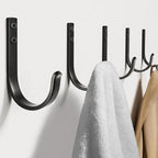 22LB Wall Hooks for Hanging Towel/Coat, Black 5 Pack by Josmimic