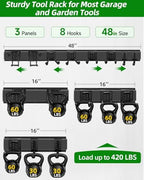 PIYILO Garden Tool Organizer 48 inches with 18 Garage Wall Hooks in 9 Types - Image 4