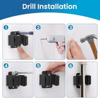 Broom Holder Wall Mount, 4PCS Broom Hanger Wall Mount, Stainless Steel Heavy Duty Mop Holder Broom Mop Hanger Wall with Screws, Garden Outdoor Tool Organizer Rack Broom Hanger (Black) - Image 6