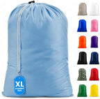 Handy Laundry XL Laundry Bag – Heavy Duty Nylon, 30" x 40", Large Capacity, Durable Drawstring Closure, Machine Washable, Travel & Dorm Essentials for Dirty Clothes, Light Blue by Handy+Laundry