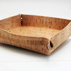 boshiho Valet Tray for Men, Natural Cork Jewelry Catchall Key Phone Coin Box Change Caddy Bedside Storage Box (Cork) - Image 3