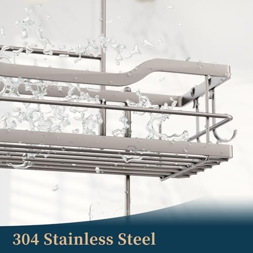 Consumest Over The Door Shower Caddy - 3 Tier Shower Organizer Hanging with Soap Holders, Large Capacity Shower Shelves with 6 Hooks, Bathroom Rack and Storage, Sand Nickel - Image 2