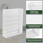 EASEPRES 6 Tier Mesh Hanging Wall File Organizer, Desk Vertical Mail Paper Document Folder Holder Rack with Bottom Tray and Nametag Label for Office Home School, White - Image 4