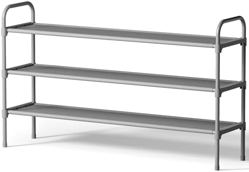Kitsure Extra-Long Shoe Rack for Closet, 39.0" Wide - 3 Tier, Grey | Shoe Organizer for Front Door Entrance, Stackable Shoe Shelf, Closet Organizers and Storage by Kitsure