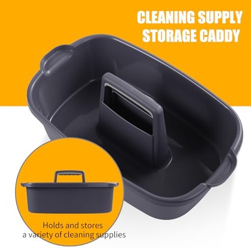 2-Pack Large Gray Cleaning Caddy for Cleaning Supplies with Handle - Portable Plastic Tote Organizer for Shower, Bathroom, Kitchen, Under Sink Storage - Image 3