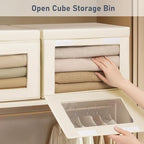 DIMJ Storage Bins with Lids - 4 Pack Fabric Closet Organizer with Window & Handles, Collapsible Decorative Storage Boxes for Shelves Under Bed, Books Clothes Blankets Sweaters Organization - Image 2