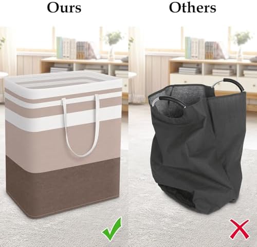 StorageRight Laundry Basket Hamper, 125L Collapsible Clothes Storage, Khaki - Image 5