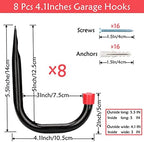 Heavy Duty Steel Garage Storage Utility Hooks, 8 Pack Wall Mount Hanging Storage Utility Hanger - Image 2