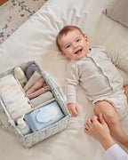 Blissful Diary Floral Diaper Caddy Organizer, Storage Basket, Blue Floral - Image 6