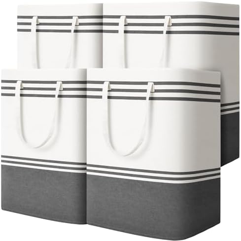 4 Pack Large Laundry Baskets, Laundry Hampers, Freestanding Waterproof Collapsible Clothes Bag with Extended & Reinforced Handles - Clothes Basket for Dorm, Bathroom, Home (100L) by EpicTotes