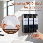 Shampoo and Conditioner Dispenser,Shower Soap Dispenser 3 Chamber No Drill Wall-Mounted Shampoo Dispenser for Shower Wall Mounted Shower Dispenser for Bathroom Hotel Large Capacity,Black - Image 5