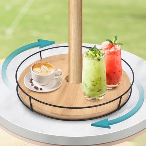 12" Lazy Susan with Umbrella Hole for Outdoor Patio Table - 360° Rotation Iron Turntable Organizer for Beach Umbrellas Patio Garden Swimming Pool by Unknown
